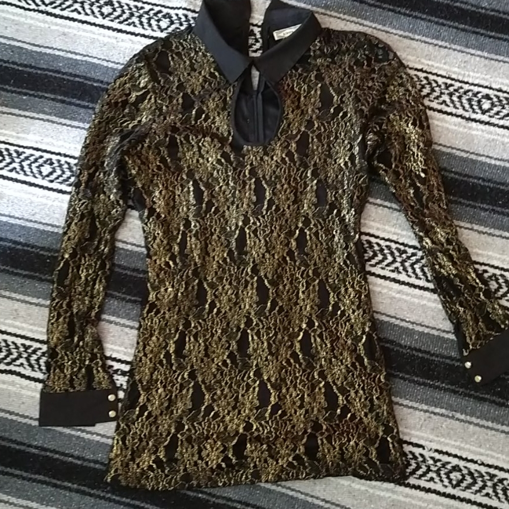 Black and gold lace go go style dress